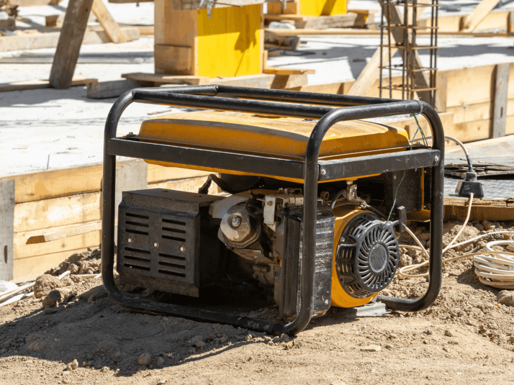 Portable generator on a construction site