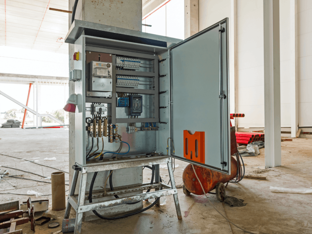 Electrical switchboard on a construction site