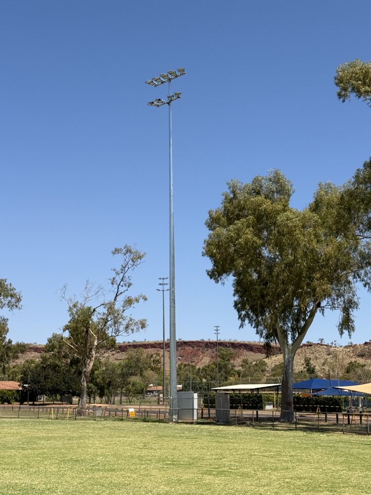 Floodlighting Poles - CLEM THOMPSON OVAL, TOM PRICE 1 28M Floodlighting Poles at Clem Thompson Oval in Tom Price