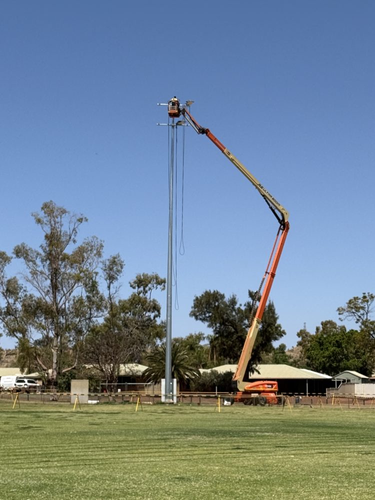Floodlighting Poles - CLEM THOMPSON OVAL, TOM PRICE 3 28M Floodlighting Poles at Clem Thompson Oval in Tom Price