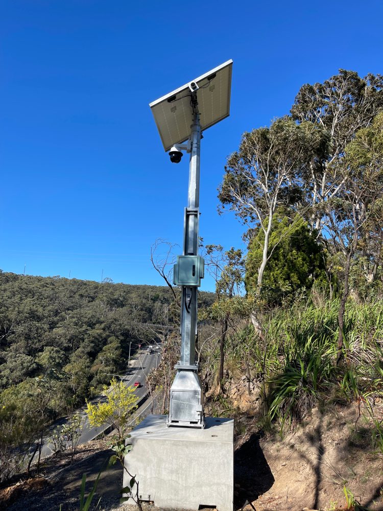 MID-HINGED SOLAR CCTV POLES INSTALLED – SOUTH AUSTRALIA ROAD NETWORK 2 mid-hinged solar powered CCTV pole