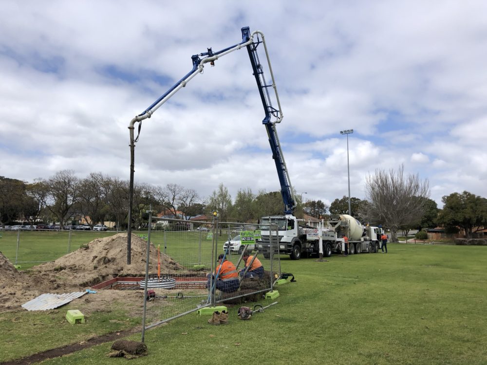 sports oval light pole installation